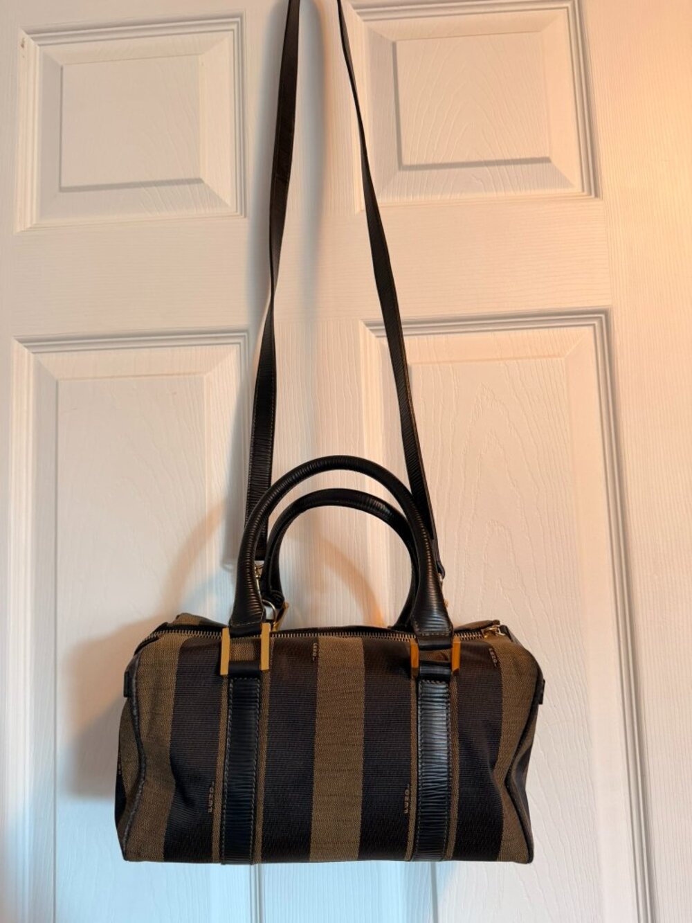 Fendi Vintage Pequin Stripe Boston Bag